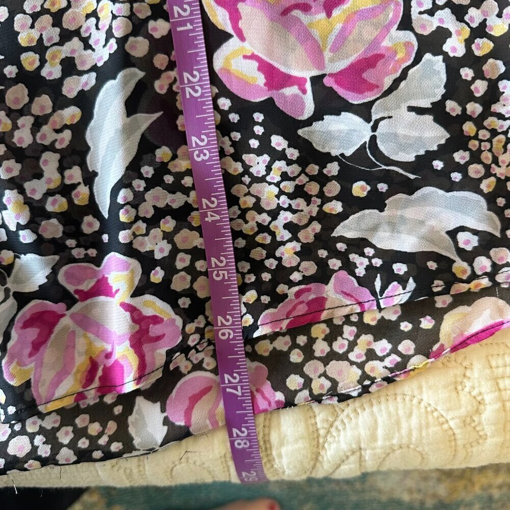 Flowy gauzy semi-sheer floral sleeveless tank tie front women's size L - Picture 8 of 8
